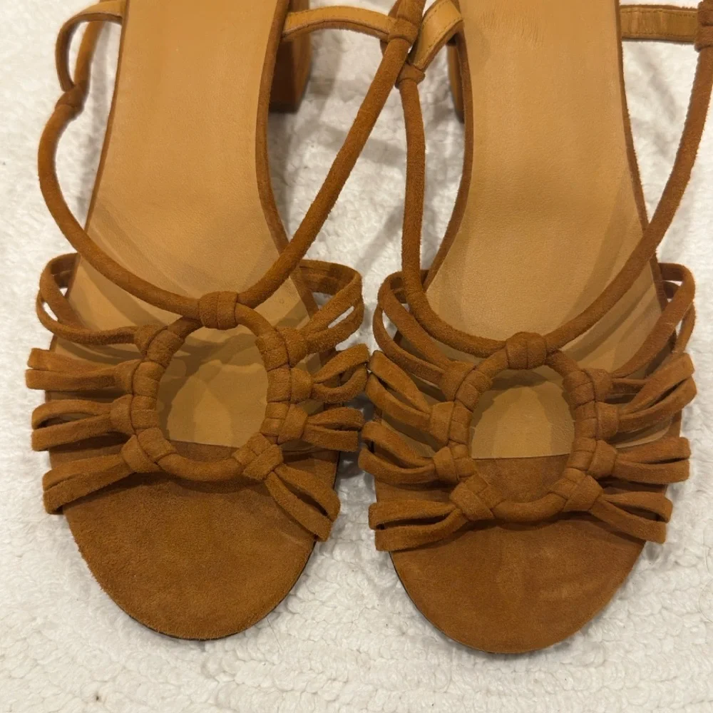 Sézane Souliers Gloria Suede Heeled Sandals – Camel NWOT - Picture 6 of 8